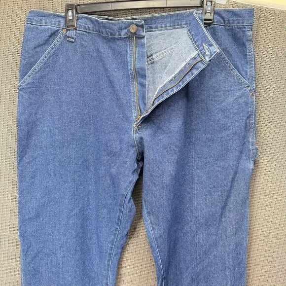 Wrangler Blue Denim Carpenter Jeans Mens Size 40x32 With Utility Pockets - Picture 9 of 9